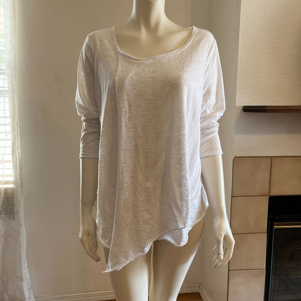 Sundance Woman's White Layered Lagoon-Look Tunic Sz Lr